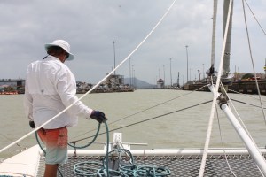 Approaching Miraflores Locks.