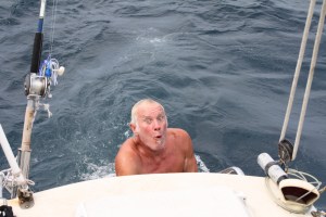 Followed by briefly slowing down the boat, and a refreshing dip in the ocean.