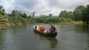 The gentleman that we towed part way upstream, going for fresh water.