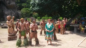 Official welcome from the chief and the mayor (the woman)