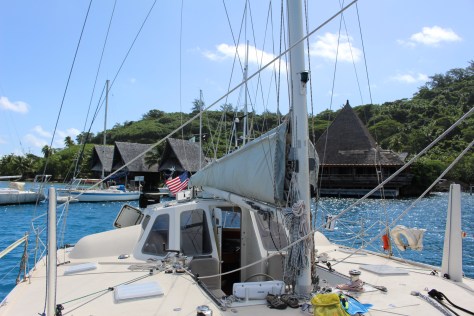 On the mooring right in front of the "yacht club"