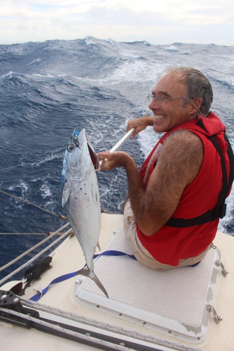 I thought it was too rough to fish, since we clean them on the stern of the boat, but Bob disagreed...