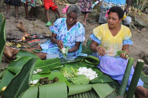 Recipe: roll your water taro (and yams and cassava and etc) in leaves...