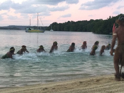 Water music performance, the night before we left Vanuatu.