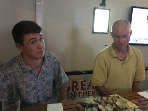 Jesse tries oysters on the half shell for the first time. Bill double checks that there isn't one more among the empty shells...