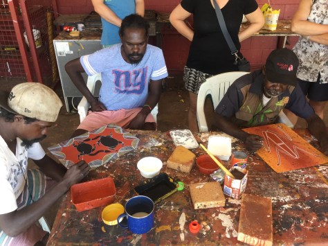Nobody paints on rocks anymore -- too hard to preserve and transport and market. But the symbols and the Stories and many of the methods remain.