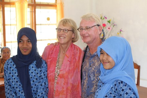 Carol and Rob, of Maggie, with two of our student ambassadors.