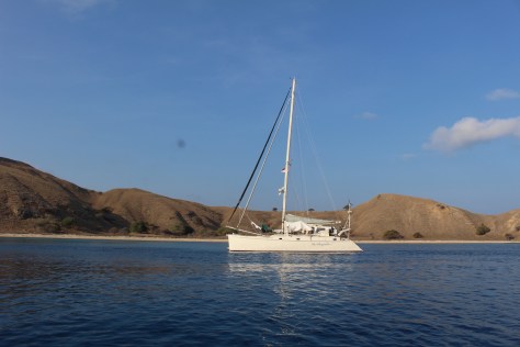 Alone at last! At anchor at Gili Lawa Laut -- beautiful, clean and nice snorkeling.