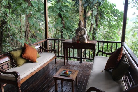 You can stop at this little shrine along the way between the front desk and your villa.