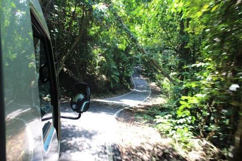 Neat road up to Kilometer Zero, but what if there's another bus coming the other way...?