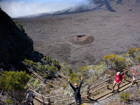 Zeke photo-bombs the Reunion volcano; courtesy of Liam