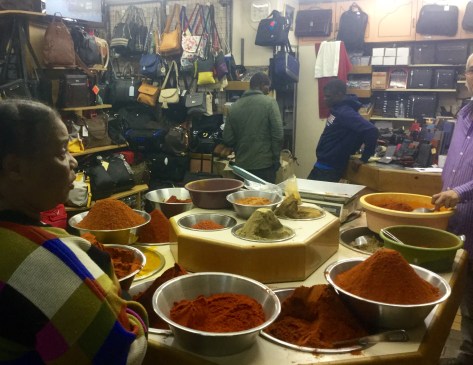 The curry (and luggage) store at Victoria Street Market.