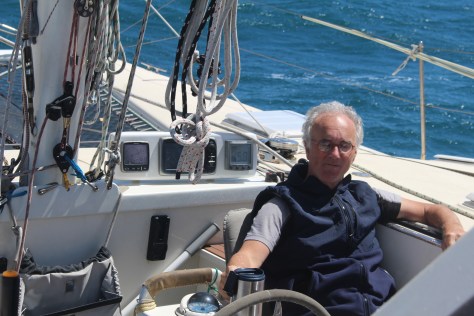 Liam soaks up some sunshine and enjoys his pot of tea.