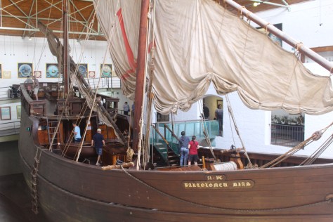 Replica of Dias' caravel, sailed from Portugal, parked inside the museum!