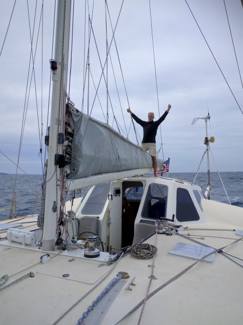 Liam took this photo of me celebrating off Cape Agulhas. "Triumphant," he labels it.