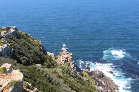 Looking down on the newer, lower, closer to the Point lighthouse