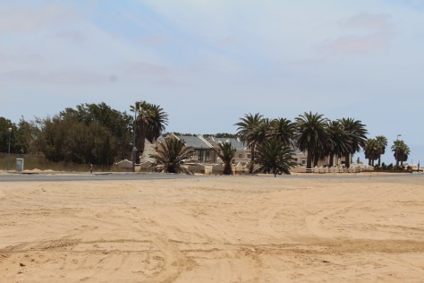 Just across from the flamingos -- a suburban neighborhood in the desert.