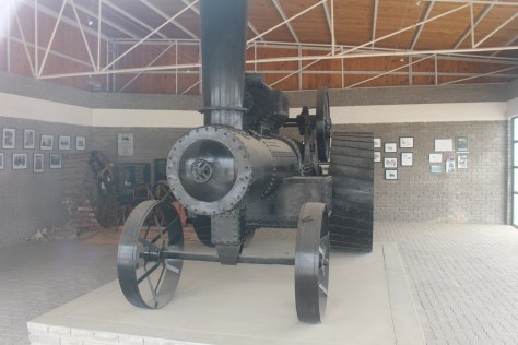 A steam driven tractor intended for travel in the desert. It didn't work -- it got stuck.