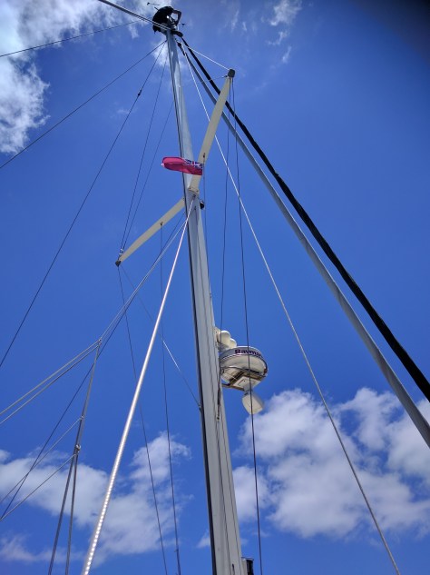 Last photo I'm grabbing from Liam catches me working at the masthead