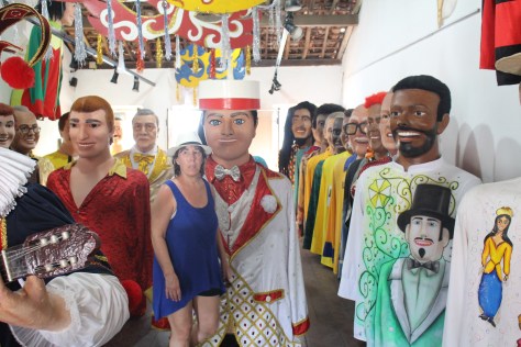 We walked into a little gallery/cafe, and learned that upstairs they store the giant puppets used at Carnival...