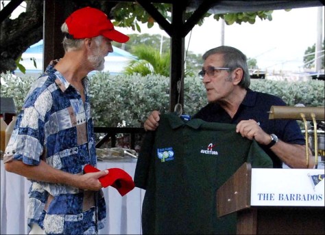 Collecting that coveted Mount Gay cap and Aventura shirt.
