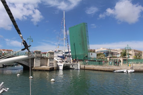 For catamarans like us it is challenging getting through the bridge into and out of the Careenage.