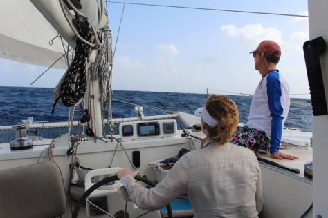 More sailing to windward; Harry inspired us to hand steer rather than rely on the autopilot