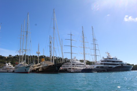 Superyachts (abound) in Falmouth Habor